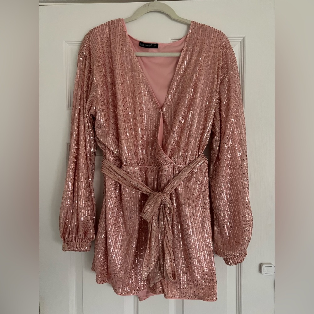Rose gold sequin romper